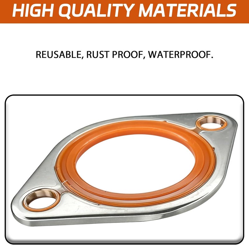 SWQS Thermostat Water Neck Housing Gasket - 1/8" Aluminum Carrier with Molded Silicone Insert, Reusable Thermostat Housing Seal Replacement for Chevy SBC BBC 265-500 Engines Water Pump Gasket(Orange) - Image 3
